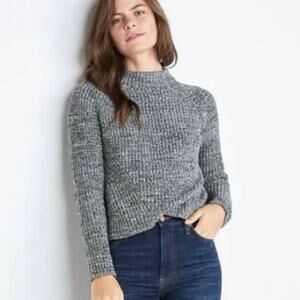 Marine Layer size L Cleo Mock Neck 100% Cotton Sweater Marled or Heathered Gray